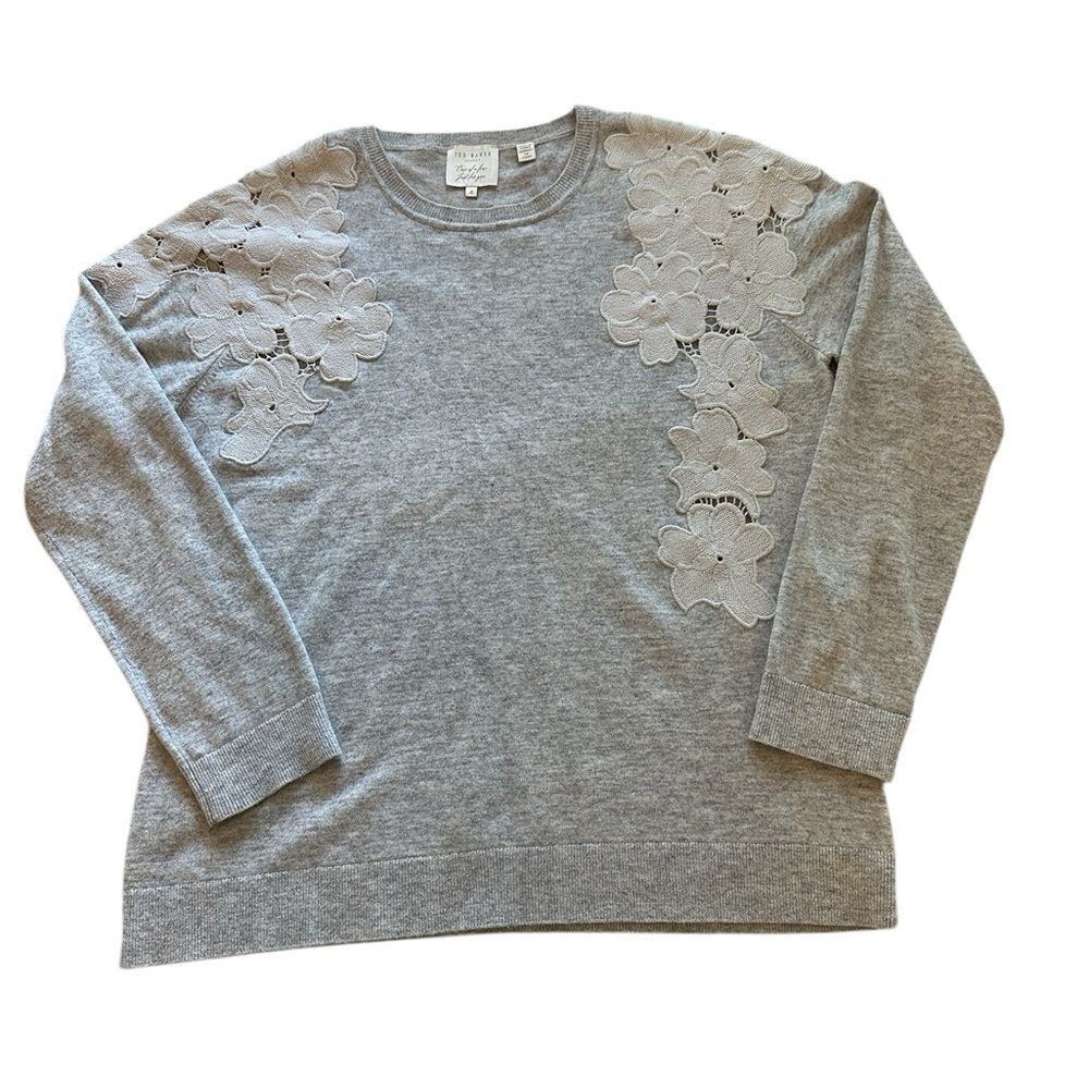Womens Ted Baker London One of a Few Just For You Floral Appliqué Sweater Size 4